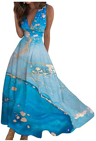 Robe Boheme Chic Robe D Ete pour Femme Robe Demoiselle d'honneur Femme Robe De Soirée Longue pour Mariage Robe Printemps Longue Robe Qui Cache Le Ventre Vetement Femme Chic Turquoise S