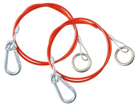 dentedeleao 2 Pezzi Cavo di Distacco, Cavo del Freno con Forcella E Moschettone, Cavo di Sicurezza del Freno per Rimorchio, Fissaggio, Rimorchio (Rosso, 1m)