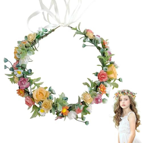 UILYNIU Corona de Flores Diadema Guirnalda Diadema Corona Cinta el Cabello para Mujeres y Niñas Flores Boho Fiestas Bodas Playa Viaje(1 piezas)