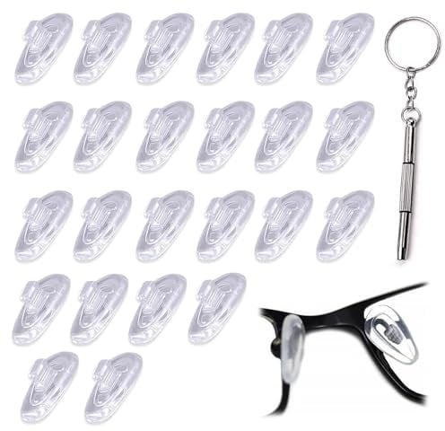 12 Pcs Nose Pads for Glasses, Spectacle Nose Pads, Push on Nose Pads Silicone, Nose Pads for Eyeglasses and Sunglasses, Comes with a Screwdriver to Help You Repair Your Glasses