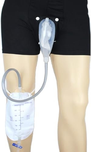Colector de orina masculino, bolsa de orina portátil, pantalones de incontinencia para hombres, bolsa de pierna para orinal masculino reutilizable, embudo de orina de silicona, recolector de orina con