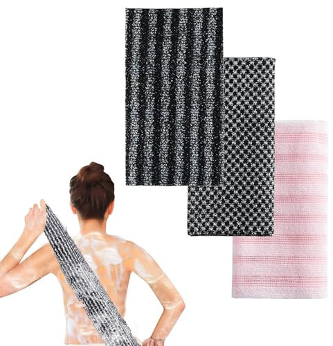 LIURFLNC 3 Stück Rückenschrubber Rückenbürste, Peeling Rückenschwamm, Body Scrubber Loofah Sponge Bath Shower für Bad und Dusche Damen Herren Arbeitssparend und Gründliche Reinigung