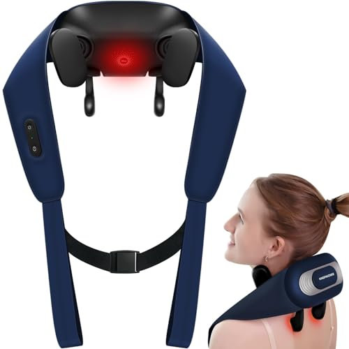 KingPavonini Nackenmassagegerät Mit Wärme, Kabelloser Schulter massagegerät Mit Sprachaufforderung, 6D Shiatsu Massagegerät Für Tiefes Gewebe Zu Hause Und Im Büro, Geschenk Für Familienmitglieder