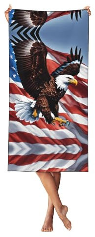 pvinnk Eagle drapeau USA Impression pas cher Serviettes de plage Serviette de plage Surdimensionnée pour Adultes Quick Dry Léger Voyage