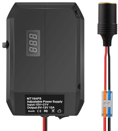18V to 12V Step-Down Converter for Makita Battery, Power Wheels Battery Adapter, 5V-13V Buck Converter with Cigarette Lighter Socket, Car Appliance & Fridge Charger, DIY Power Station