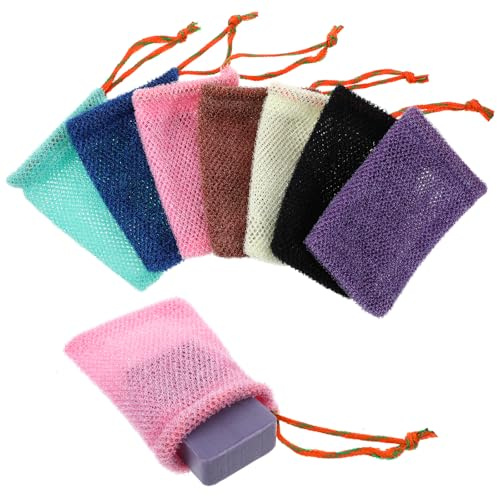 Classicseali 7pcs Soap Pouch,Soap Bag for Shower,Nylon Soaps Pouch with Drawstring Closure, 14 X 10CM/5.51 X 3.94 in Shampoo Bar Bags for Bath and Showers