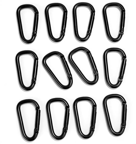 Karabinerhaken Klein 12 Stück, Mini Karabiner Geeignet für Rucksäcke, Gürtel, Hängende Gegenstände usw, Aluminiumlegierung Kleine Karabiner Schwarz