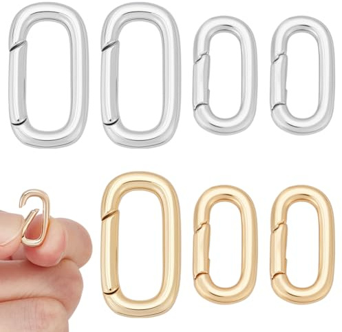 UNICRAFTALE 8Pcs 2 Sizes 18K Gold Plated Spring Clasps for Bag Key Chains | 2 Colors,Platinum Option,Oval Shape,Metal Material,14-18mm,Fits Purse Shoulder Strap DIY Projects