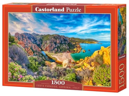 CASTORLAND Puzzle mit 1500 Teilen, Costa Paradiso, Sardinien, Mittelmeer, Italien, Felsformationen und makellosem Sand, Erwachsenen-Puzzle, C-152254-2