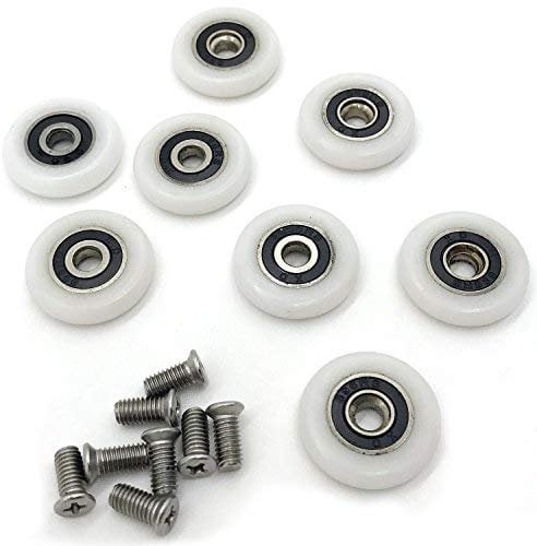 8 rodillos para puerta de ducha de 25 mm