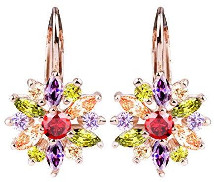 Placcato Oro Fiore Orecchini con Zirconia Cubica Regalo per le Donna Ragazze