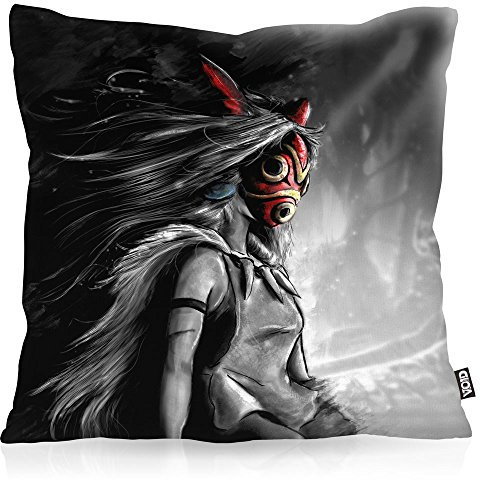 VOID Mononoke Mori Kissenbezug Kissenhülle Outdoor Indoor Wolf Prinzessin Anime, Kissen Größe:80 x 80 cm