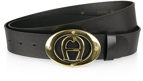 Ledergürtel von Aigner LOGO (115 cm, Schwarz/Gold)