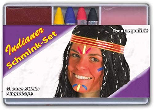 KarnevalsTeufel.de Schminkset in Theaterqualität Make-Up Gesichtsschminke Verschiedene Ausführungen (Indianer)