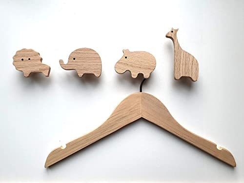 Kleiderbügel für Kinderkleidung aus Holz, passend zu PLT Wandhaken für Kinder, Kinderzimmer, Garderobe, Scandi-Style, Geschenkidee (Ahorn)