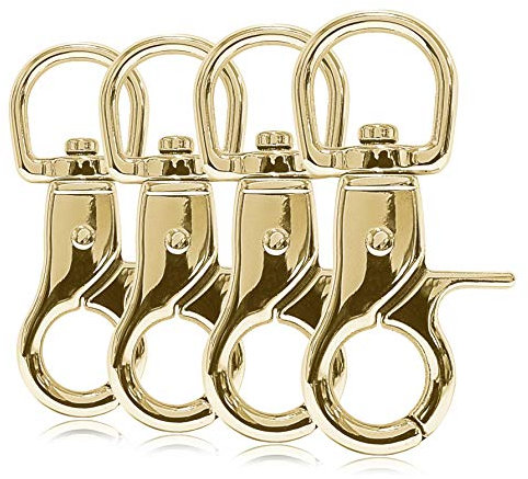 Ganzoo Scherenkarabiner-Haken mit Drehgelenk L: 60 mm, Schnappkarabiner für Hunde-Leine, 4 Stück, Wirbelkarabiner, Triggerhead für Paracord 550 Hundehalsband, legierter Stahl, Drehkopf, Farbe: Gold