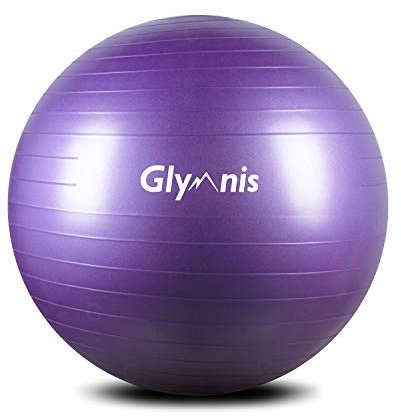 Glymnis rutschfester Gymnastikball mit maximaler Belastung von 300 kg,Pumpe für Pilates,Yoga und Fitness 65cm violett