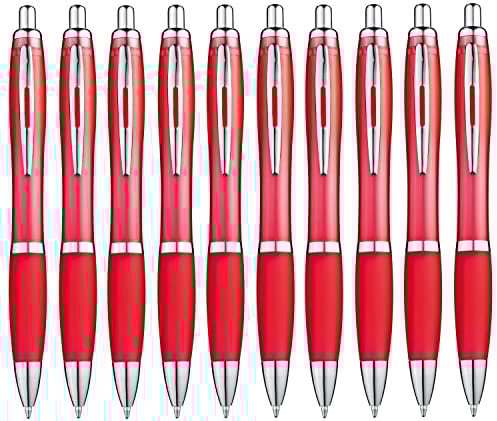 Libetui 10 ergonomische Kugelschreiber Rot rutschfeste Griffzone Großraumine Blau Kuli blauschreibend Rote Kulischreiber blaue Tinte
