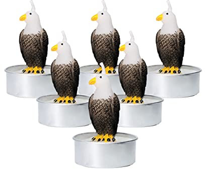 Eagle Teelichtkerzen, Amerika-Adler-Teelicht für Geburtstagsgeschenke, Steht kostenlos, kraftvoll und mutig, ideal für Heimdekoration, Party, Geburtstagsgeschenk, Kuchendekoration, Hochzeit, 6 Stück