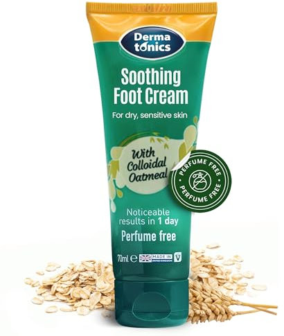 Dermatonics Soothing Foot Cream - Rapid Relief for Dermatitis, Dry Skin Conditions with Calming Colloidal Oatmeal, Suitable for Diabetics and is Vegan Friendly, 70 ml