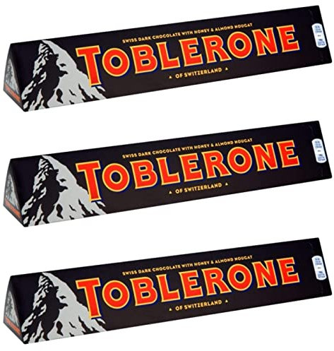 Kingdom Supplies Toblerone Dark Chocolate Geschenk-Riegel, 360 g, 3 Stück