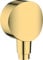hansgrohe Wandanschluss FixFit S, Schlauchanschluss mit Rückflussverhinderer, Polished Gold Optic