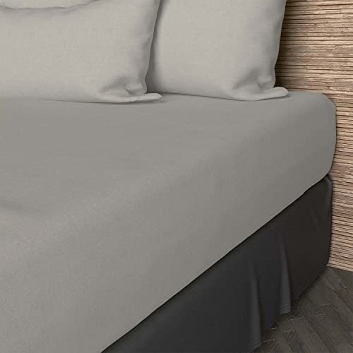 Soleil d'ocre Sábana Ajustable de algodón 57 hilos, Beige (Lino), 90 x 190 cm