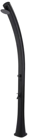 MPC Doccia Solare Nera in Polietilene HD Struttura Curva 226 Cm di Altezza Serbatoio da 25 Litri Soffione Rotondo 10 Cm ideale per Giardino e Piscina Modello Rio