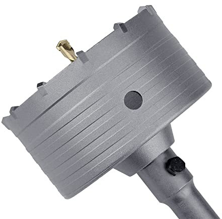 Scie cloche à béton de 95 mm avec tige de connexion SDS Plus de 220 mm, dents en carbure de tungstène (7,7 mm x 4 mm), scie cloche pour béton, ciment, brique, mur, pierre (95 mm)