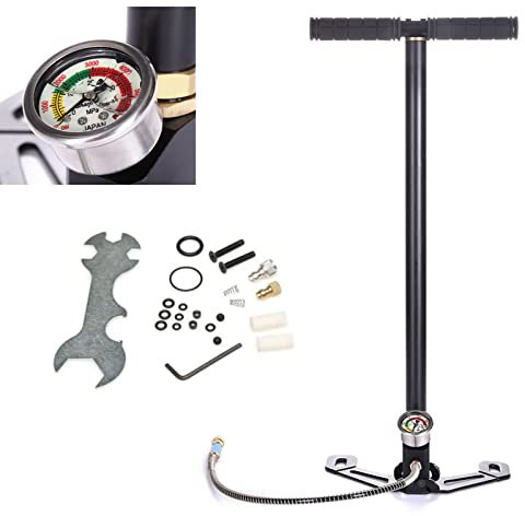 3 Stage Air Gun Rifle Filling Pump, Pcp Air Rifle Pump Stirrup Pump, 4500Psi Hand Pump, High-Pressure Tire Inflator Hand Pump, tainless Steel Air Rifle Hand Pump for PCP Air Gun Boat Tire Ball Kayaks