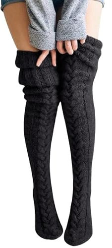 BFACCIA Calzini Sopra Ginocchio Donna Lana a Maglia Caldo Cavo Autunno e Inverno Moda Tinta Unita Calzettoni da Stivali Calze Lunghe per Stivali e Gambali Ragazza
