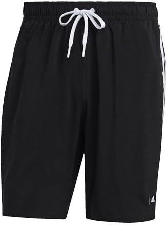 adidas Uomo 3-Stripes CLX Swim Shorts, Black/White, M
