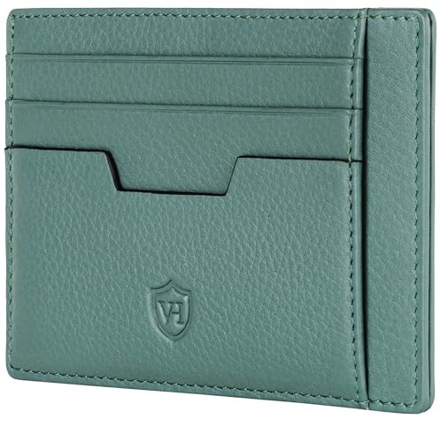 VON HEESEN Echtleder RFID Kartenetui aus Nappa-Leder - 9 Fächer - Querformat Kreditkartenetui für Damen & Herren (Türkis - Silver-Pine)