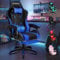 ELFORDSON Gaming Chair with 2-Point Massage Cushion, Computer Chairs for Home Office, Head Pillow High Back 150° Recliner, for Kids Adults, Blue and Black
