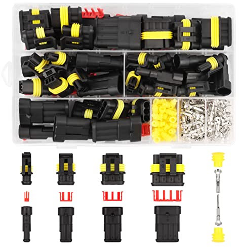 300 Stück Kabel Steckverbinder 1 2 3 4 Polig Steckverbinder Wasserdicht Stecker Elektrische Steckverbindung KFZ Stecker Wasserdicht Zündkerzenstecker für KFZ LKW Boots Auto Motorrad