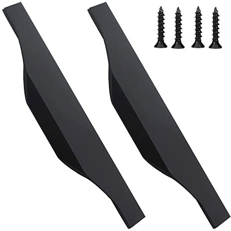 2 Pcs Aluminium Alloy Finger Edge Handle Cabinet Pull Handles Black Modern Style Drawer Cupboard Handles Hidden Finger Pull Handles for Home Kitchen Door Drawer Cabinet