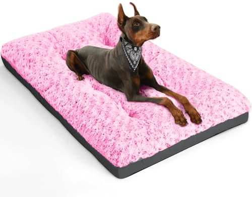 POCBLUE XL-Hundebetten, großes Haustierbett für Kiste, waschbare Plüsch-Hundematte für Käfige, rutschfeste Kistenunterlage für Outdoor/Indoor/Auto, bequeme und weiche Hundehütte für Hunde bis zu 40,8