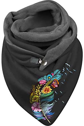 GBEN Dreiecksschal Damen Strickschal mit Wolle Button Knopf Lässige Wickelschal Halstücher Mode Drucken Weich Schal Verdicktes Warmes loop Schal Schlauchschal Kaschmir-Schal (C, One Size)