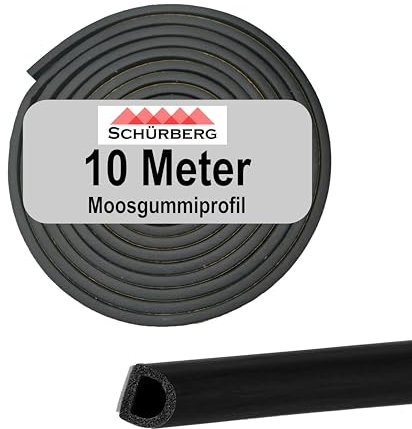 10 Meter Moosgummi Dichtung Rund - 14x12mm Gummidichtung Dichtband selbstklebend - Universell verwendbar. Zur Schall- und Temperaturdämmung für Türen, Tore