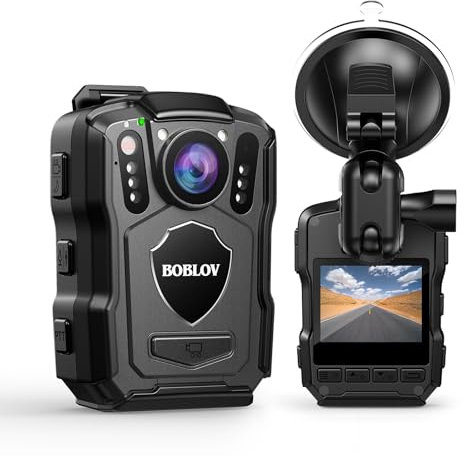 BOBLOV M5 2K Body Camera, 128GB Body Cam GPS Enabled &1440P Body Mounted Cam, Built-in 4200MAH Battery,15Hours Record, IP67 Waterproof, Night Vision Law Enforcement with Car Suction Mount