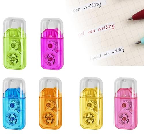 NVTRSD 6 Stück Tippex Roller Korrekturroller 6m x 5mm, Tippex Maus Roller Korrekturmaus Korrekturroller Mini, Correction Tape Für Büro Heimbüro Oder Schule-Transparentes Mehrfarbig