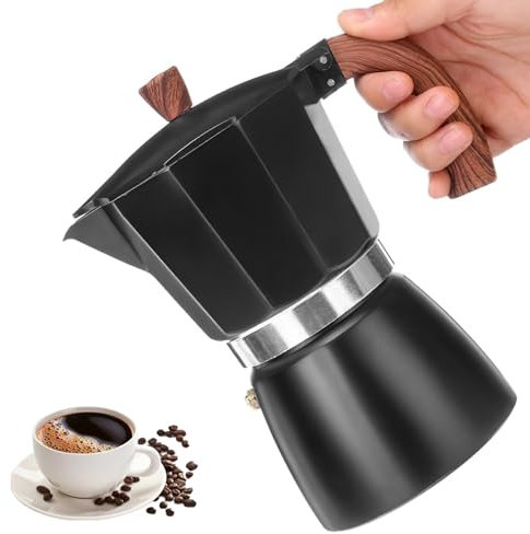 Viitech Espressokocher, 300ml 6 Tassen Mokkakanne mit widerstandsfähigem Griff, Italienische Kaffeekanne Kaffeekocher Camping für Cappuccino Latte Mokka