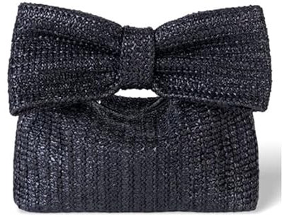 YOUSIS Women Straw Clutch Purse Woven Bow Clutch Bag Handbags Summer Beach Bag Wedding Casual Outing (Black)