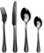 Knife and Fork Sets,Black Cutlery Set for 6 People,24 Piece Stainless Steel Flatware Set,Cutlery Set with Spoon Knife and Fork,Mixed Cutlery Sets,Dishwasher Safe,Easy Clean,Mirror Polished