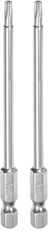 QUARKZMAN 2pz T15 Bit Torx di Sicurezza 1/4 Gambo Esagonale 4 Lungo Acciaio S2 Magnetica Antimanomissione Star Bits Cacciavite Testa Torx con Foro per Rimuovere Viti Fissaggio