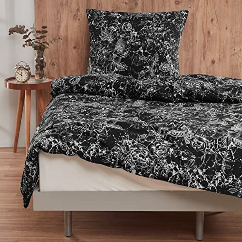 Cotton Castle Bettwäsche Bettgarnitur Bettbezug Baumwolle 135x200 155x220 200x200 200x220 Modern, Größe:200 x 200 cm, Design Bettwäsche:Flora D17