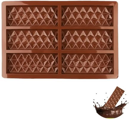 1 Pièces Moule à Chocolat en Silicone, Antiadhésifs Moules à Chocolat, Moule Silicone de Cavités pour Tablette de Chocolat en Forme de Diamant