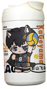 Haikyuu Thermobecher, Anime Hinata Shoyo Kaffeetassen, Tobio Kageyama, Oikawa Tooru, Becher aus Edelstahl Wasserflasche mit Strohhalm, Cartoon-Druck, Schule/Büro Kaffee Flasche, 480ML