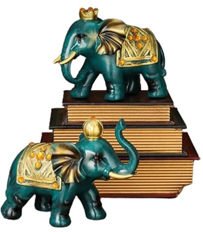 KUKUUU Elefantenstatue, Skulptur, Figuren, Glück, Dekoration, Ornamente (türkis)