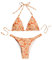 GORGLITTER Damen Floral Bikini Sets Bademode Set 2 Stücke Swimwear Neckholder Triangel Bikinitop und Tangas Zweiteiliger Badeanzug mit Schnürung Gelb M
